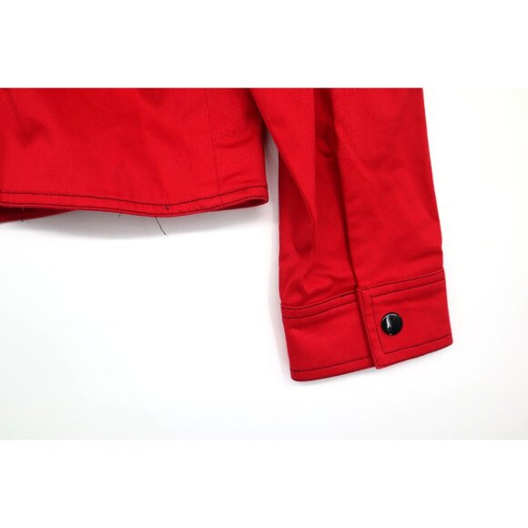 Maggy London Red Zip-Up Jacket Pockets Round Neckline Sz 12 Preppy Office Career - Picture 11 of 13